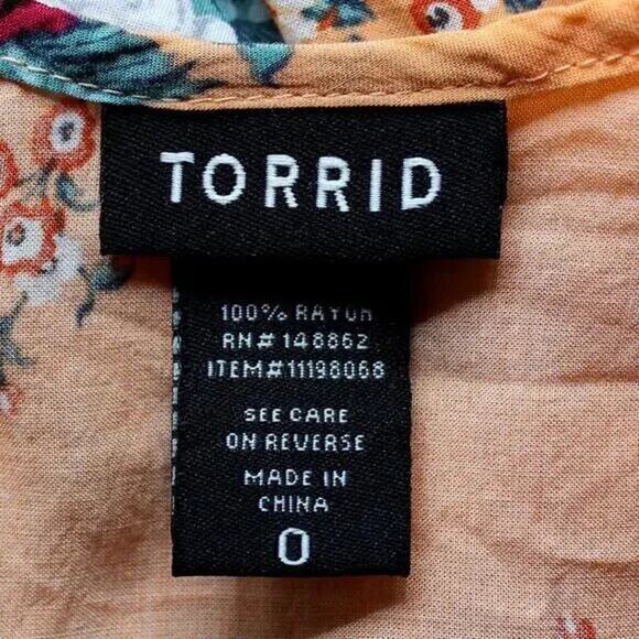 Torrid Floral Tie Strap Challis Tank Size 0 - Picture 10 of 10